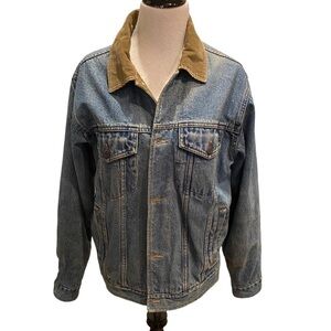 Sonoma Flannel Lined Trucker Jean Jacket Unisex Corduroy Collar Size S Vintage